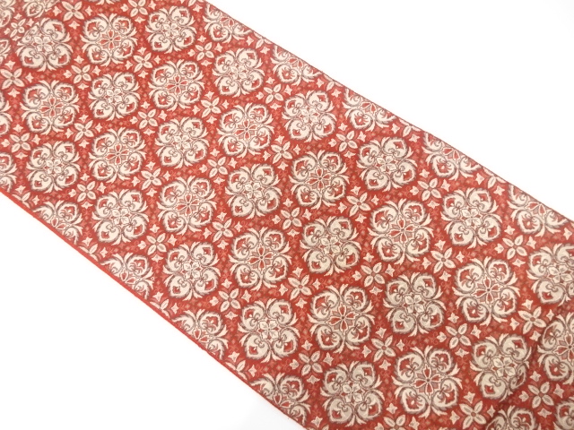JAPANESE KIMONO / ANTIQUE NAGOYA OBI / SILK / WOVEN FLOWER CREST